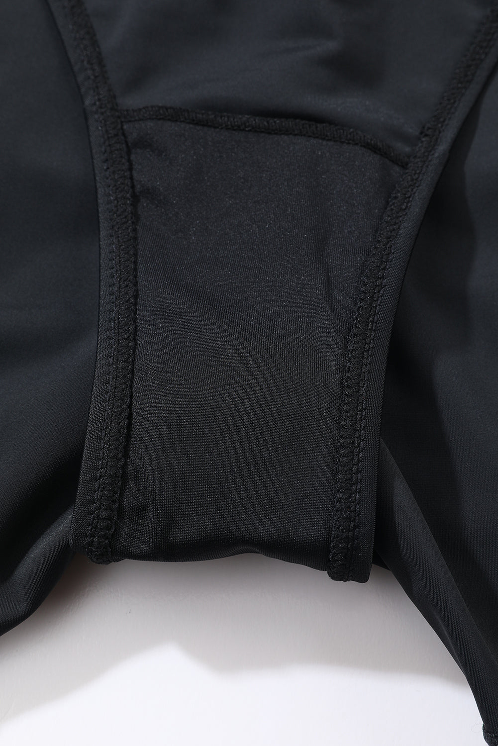 Black Solid Color 2-in-1 Drawstring Elastic Waist Swim Shorts