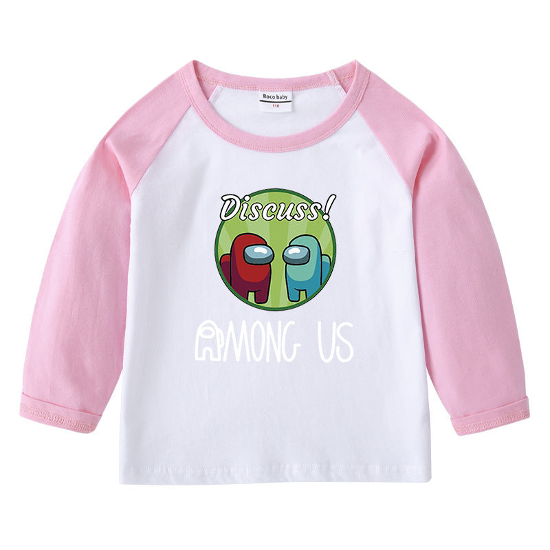 Children's T-shirt round neck cartoon long sleeved top