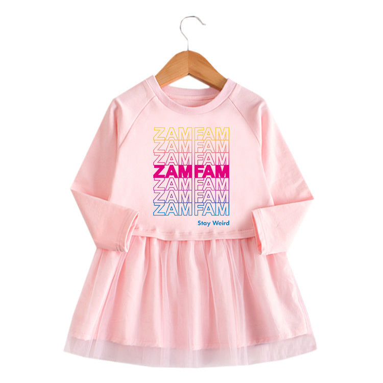 Girl's cartoon long sleeved dress