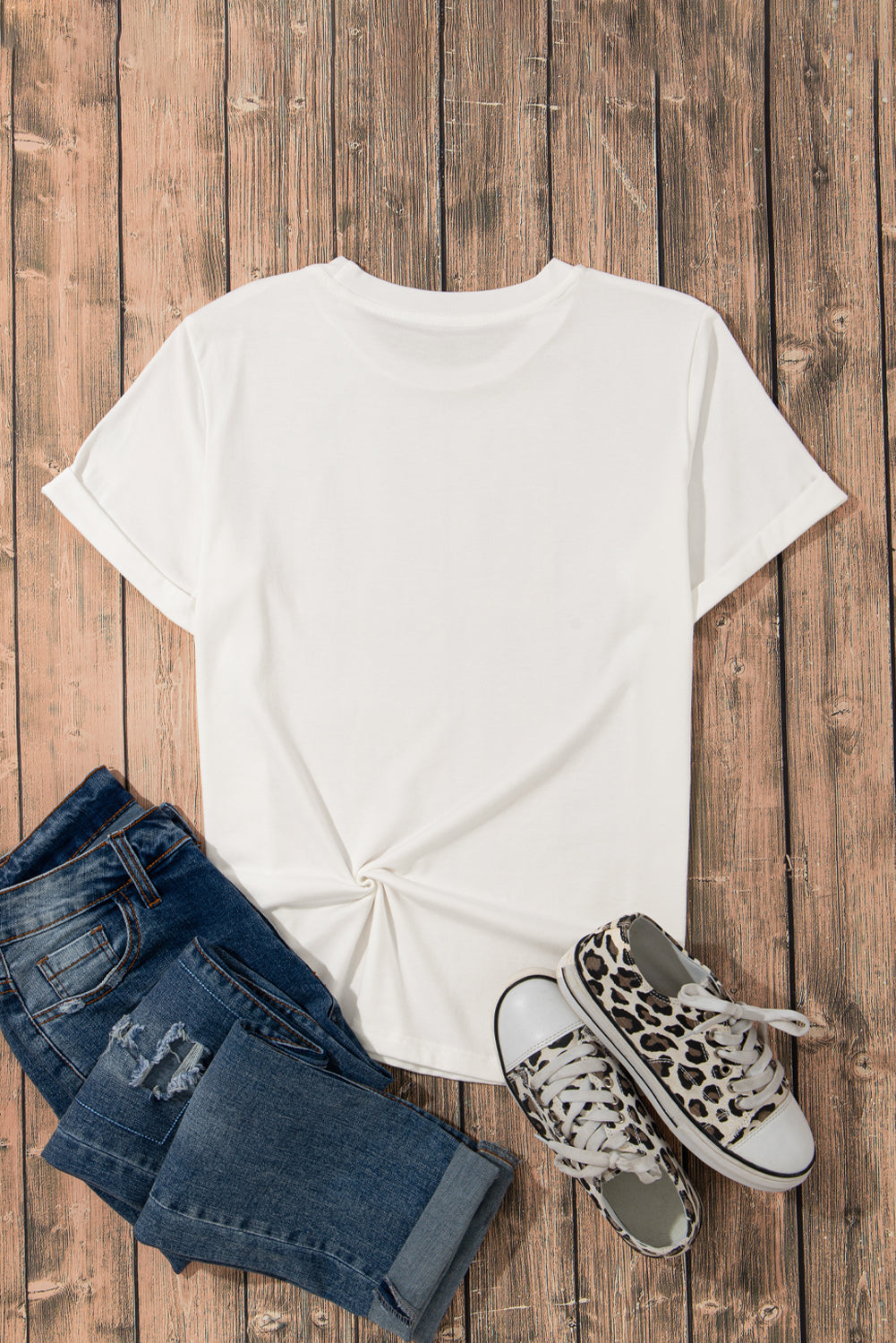 Sachet Pink Solid Color Basic Crew Neck Plain Tee