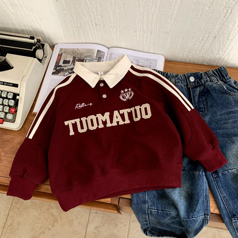 Children's clothing boys' polo shirt college style hoodie
