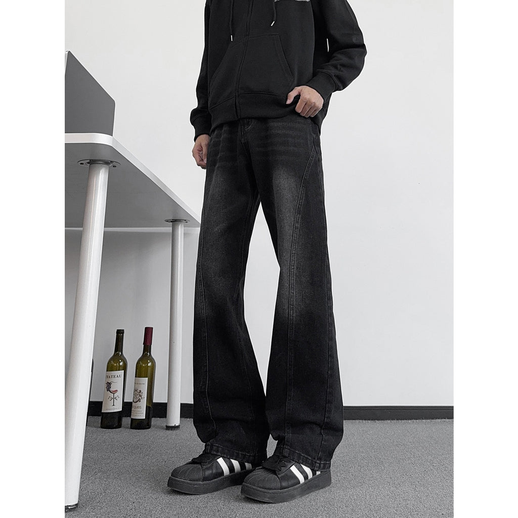 Washed Deconstructed Patchwork Knife-Edge Jeans
