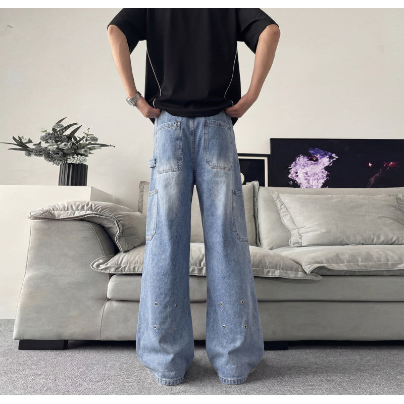 Wide Leg Denim Pants for Men