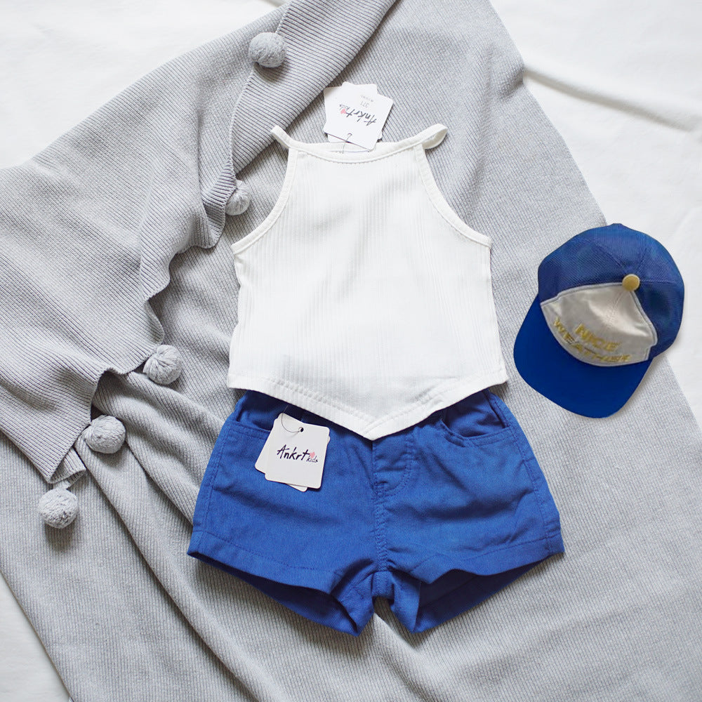 Children's Klein Blue Corduroy Shorts for Girls