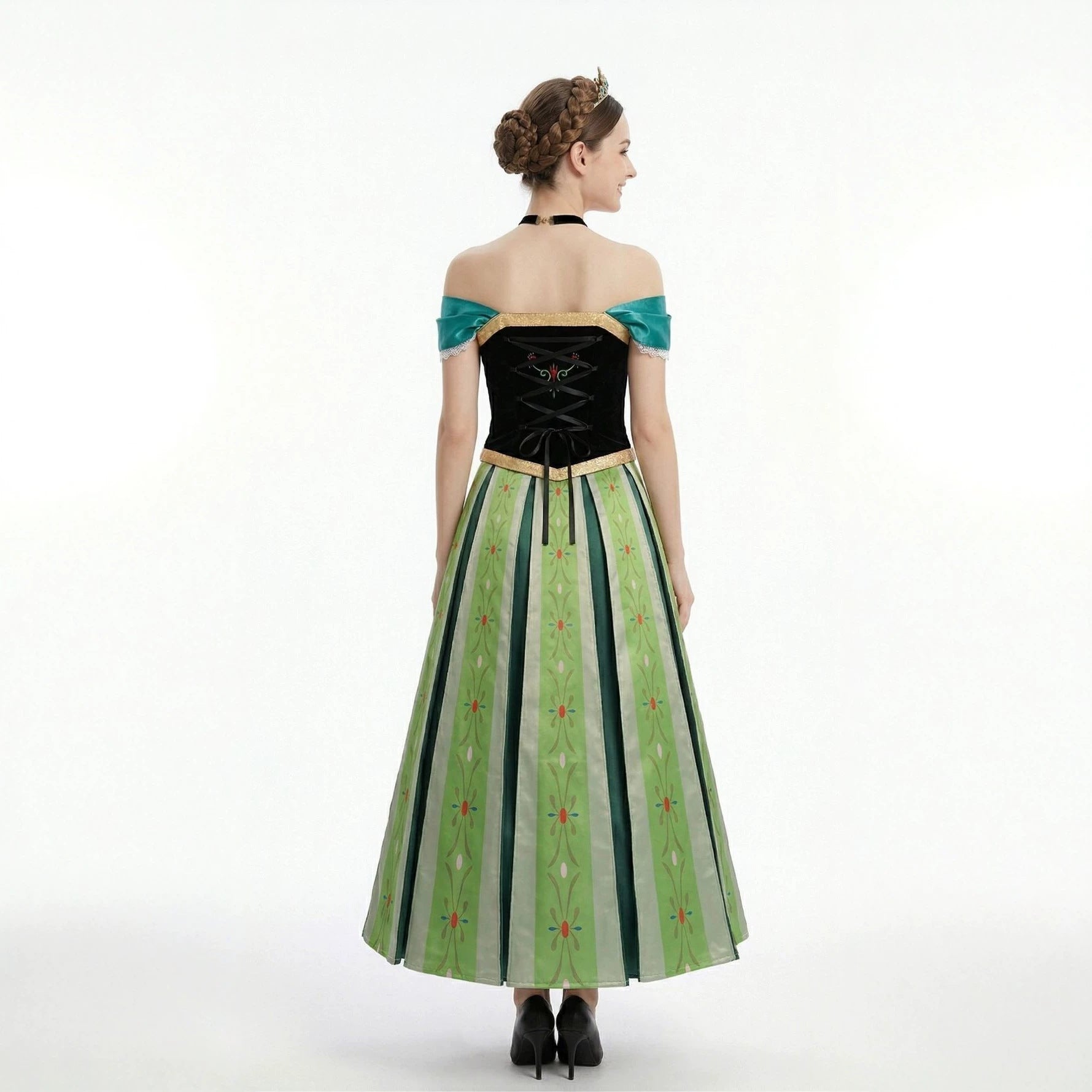 Frozen Anna Princess Dress Coronation Gown Anime Cosplay Costume Cartoon Autumn