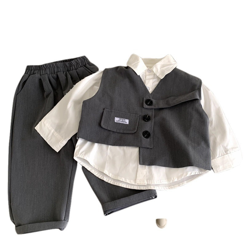 Two piece autumn suit for children and boys