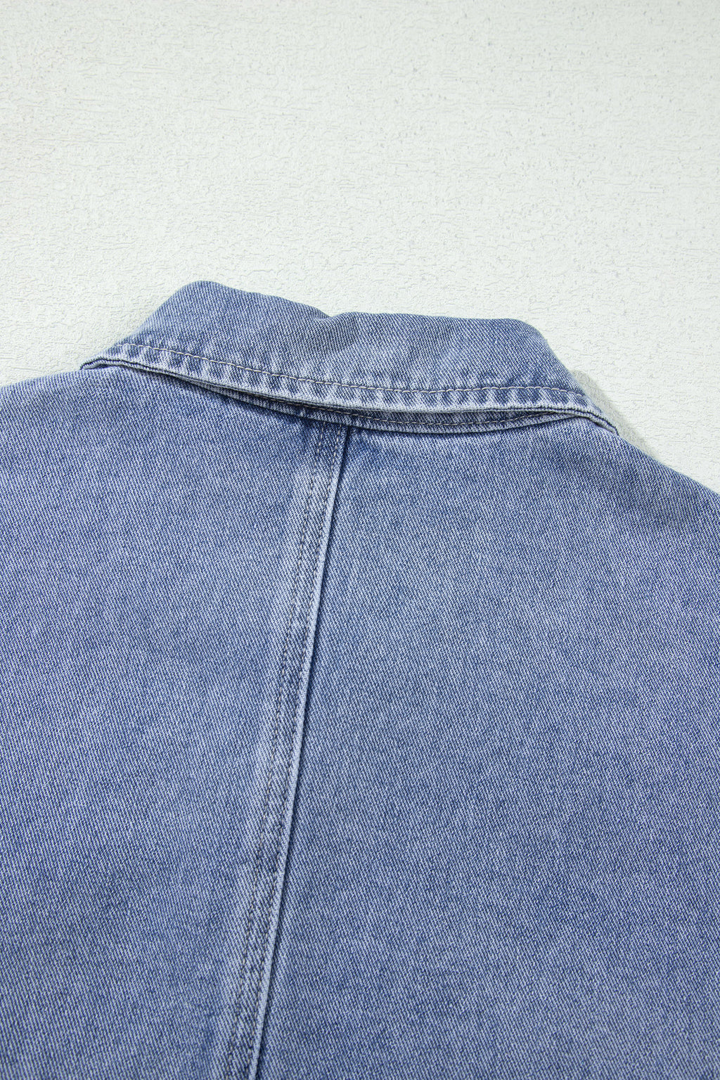 Beau Blue Studded Metal Zipper Rivet Pockets Long Sleeve Denim Jacket