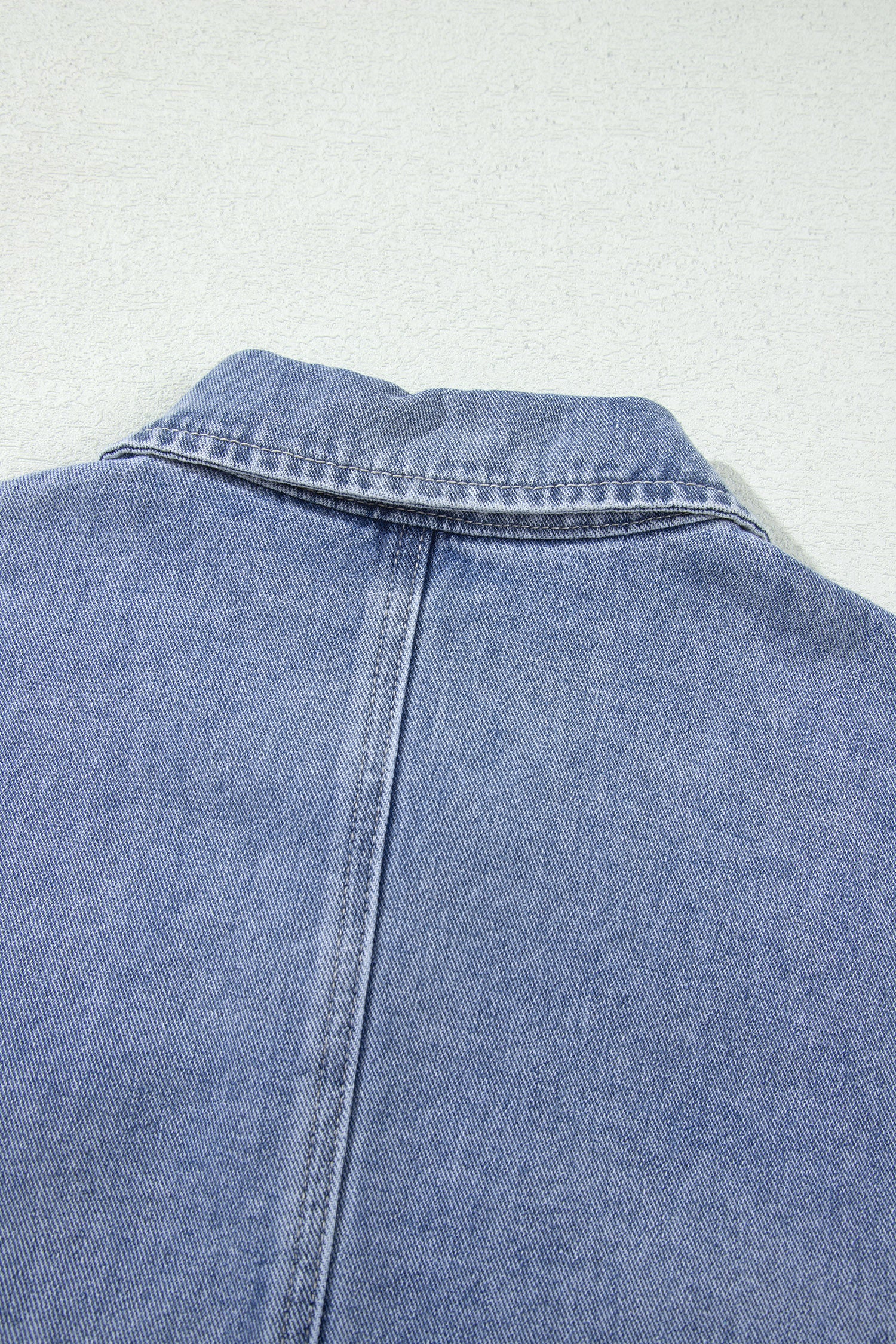 Beau Blue Studded Metal Zipper Rivet Pockets Long Sleeve Denim Jacket