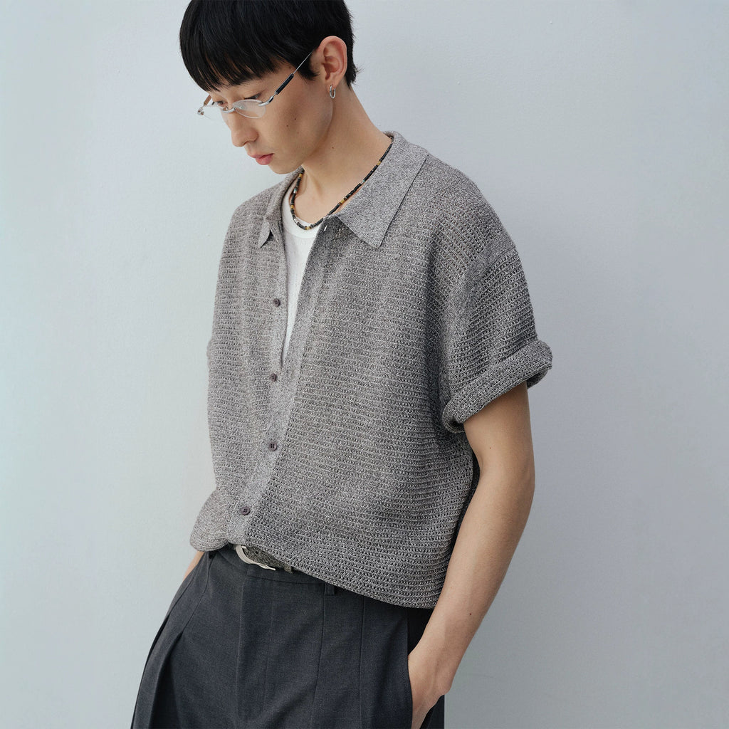 Classic Knit Short Sleeve Shirt for Men