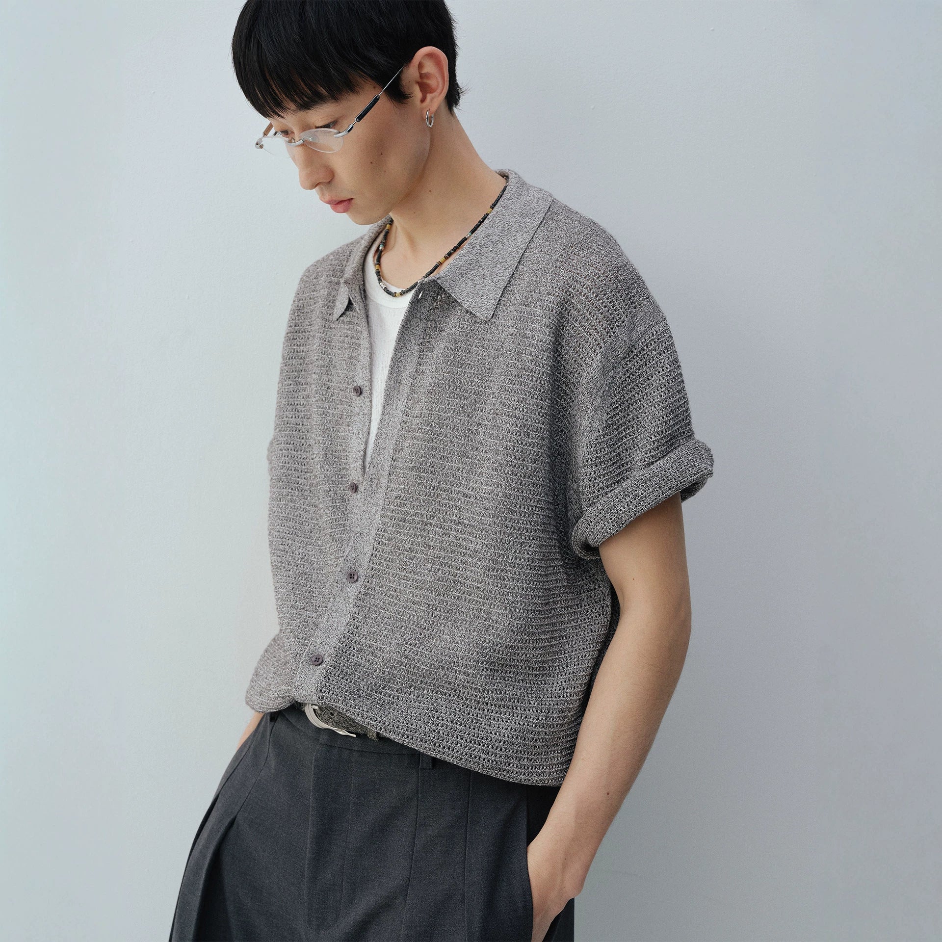 Classic Knit Short Sleeve Shirt for Men