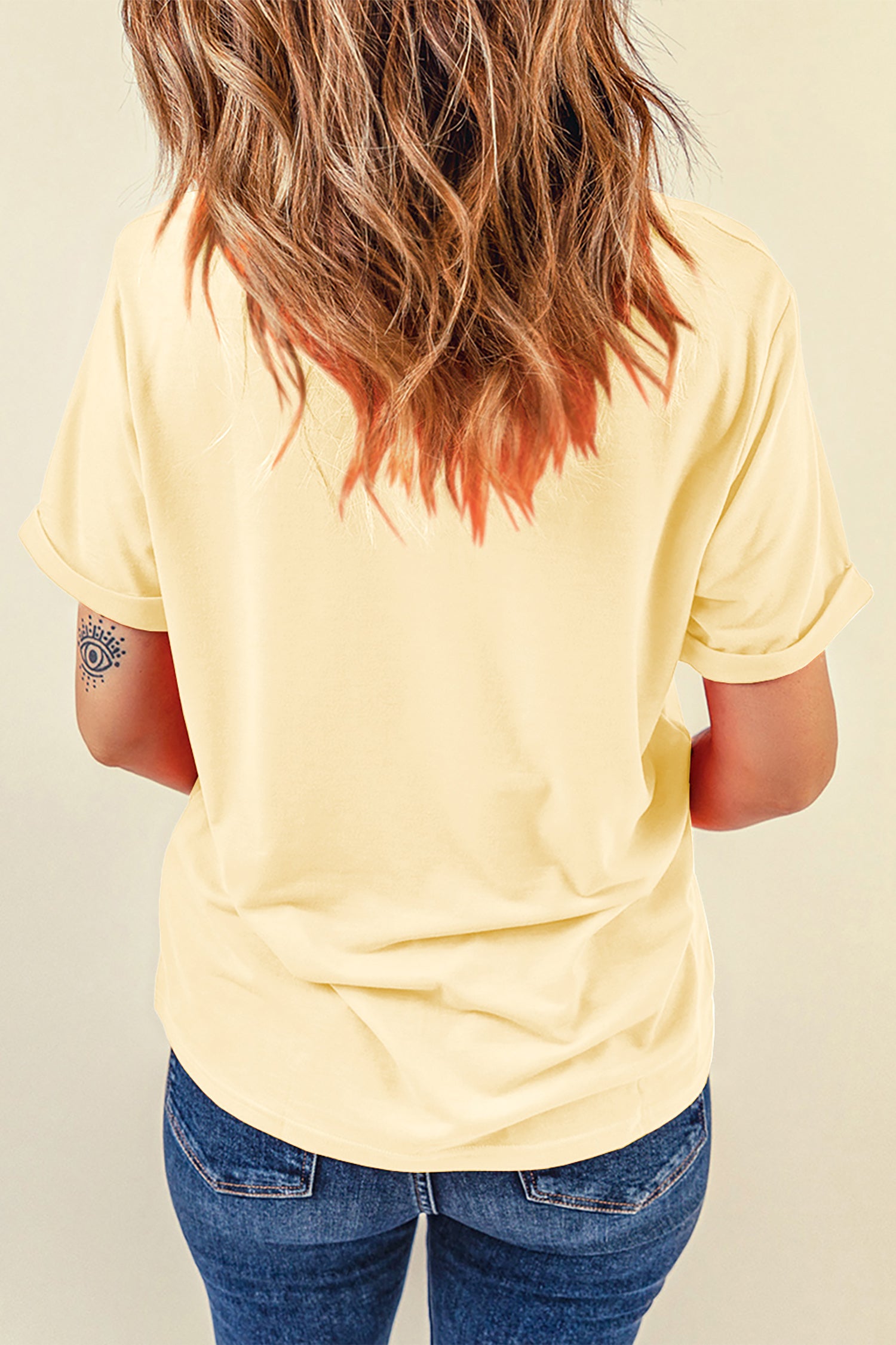Sachet Pink Solid Color Basic Crew Neck Plain Tee