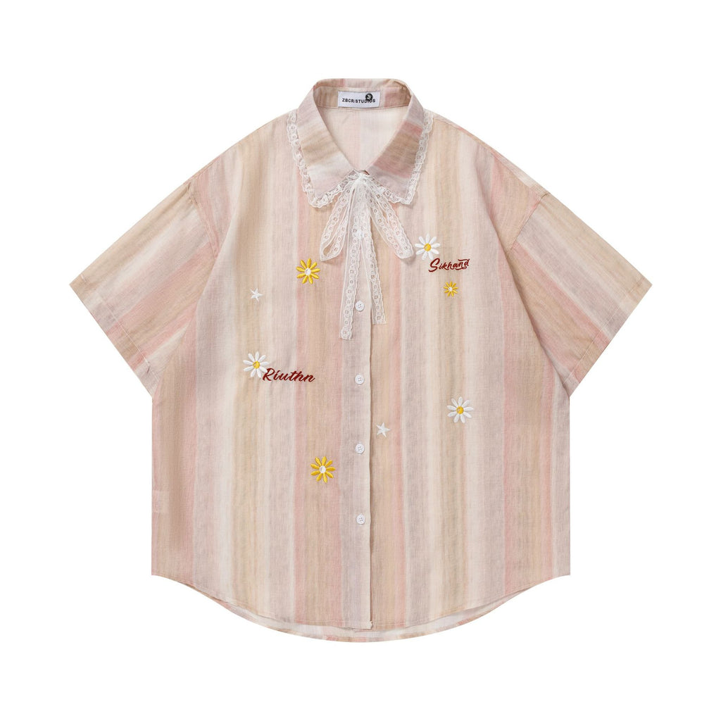 Embroidered gradient short sleeved shirt