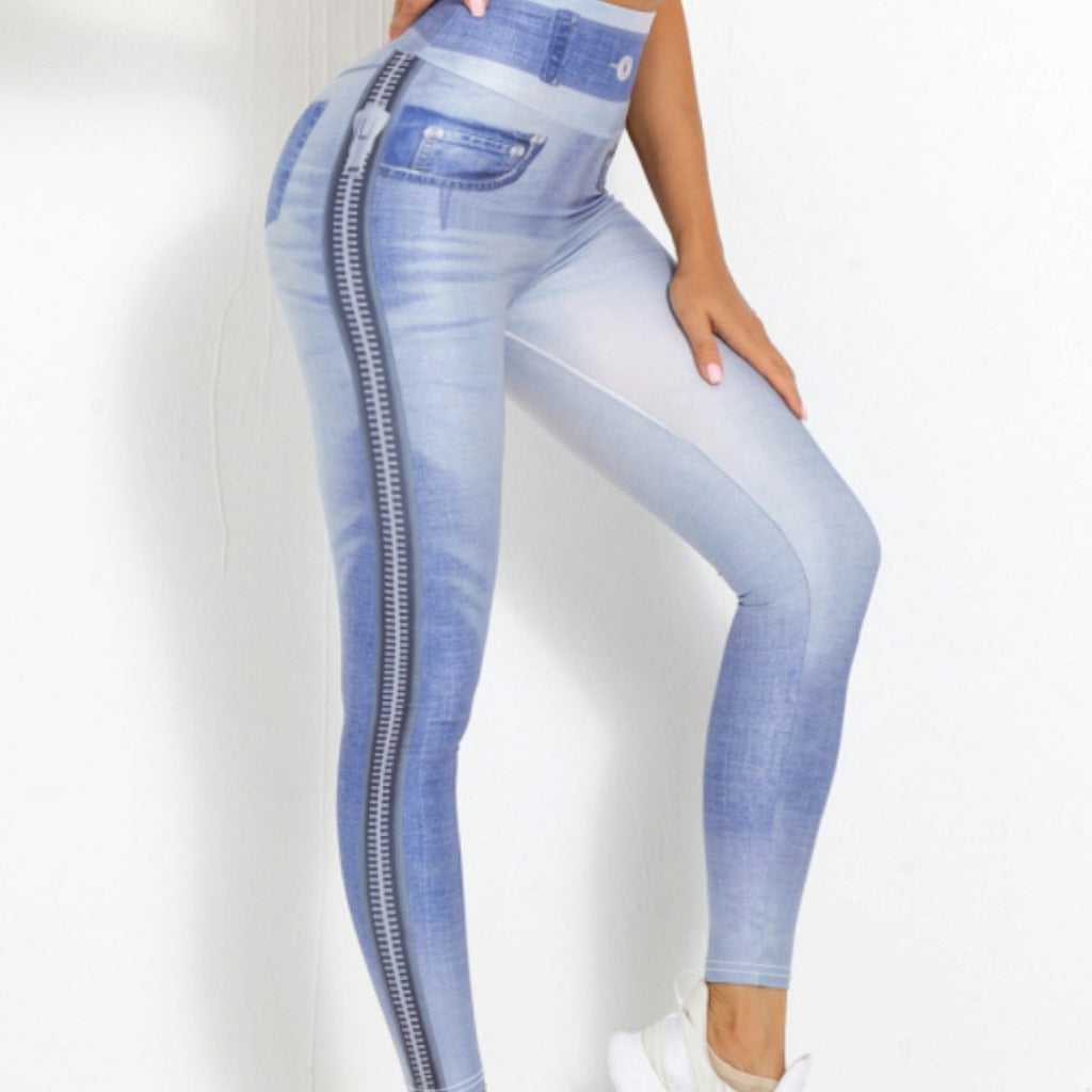 Barbie Denim Peach Yoga Pants Women's Fitness Workout Leggings Slim Bodybuilding Pants