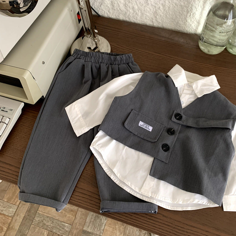 Two piece autumn suit for children and boys