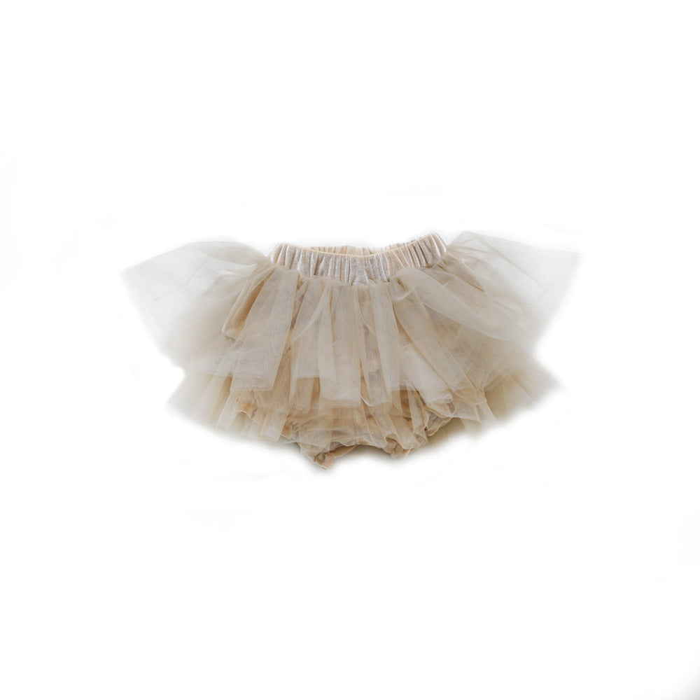 Girls' Velvet Skirt Pants, Children's Puffy Princess Dress