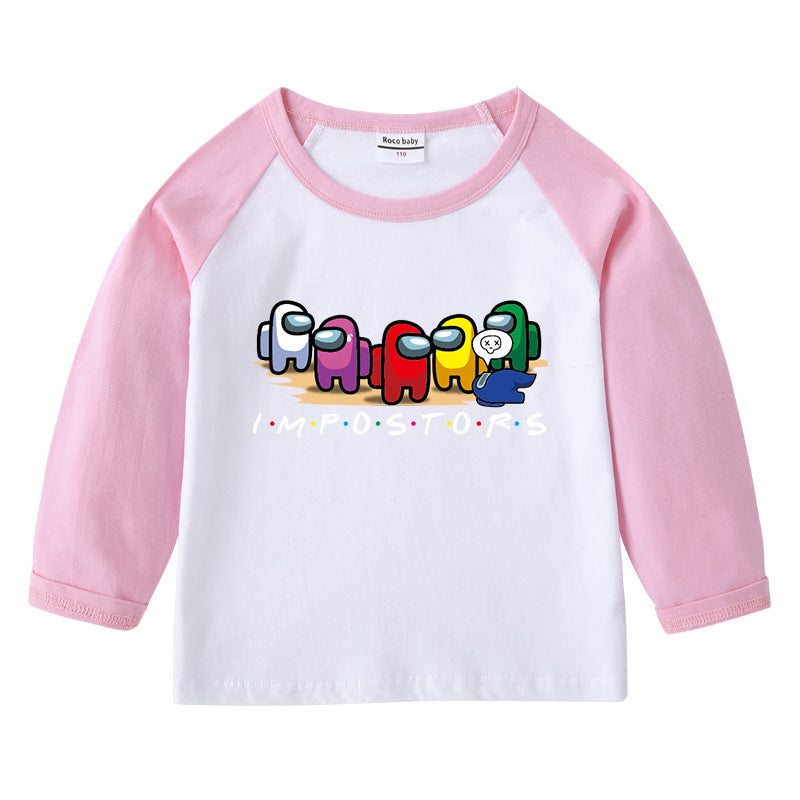 Children's round neck cartoon long sleeved shirt