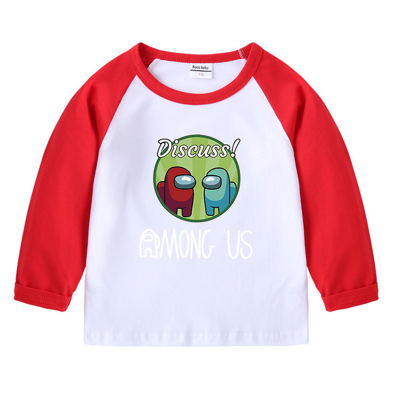 Children's T-shirt round neck cartoon long sleeved top