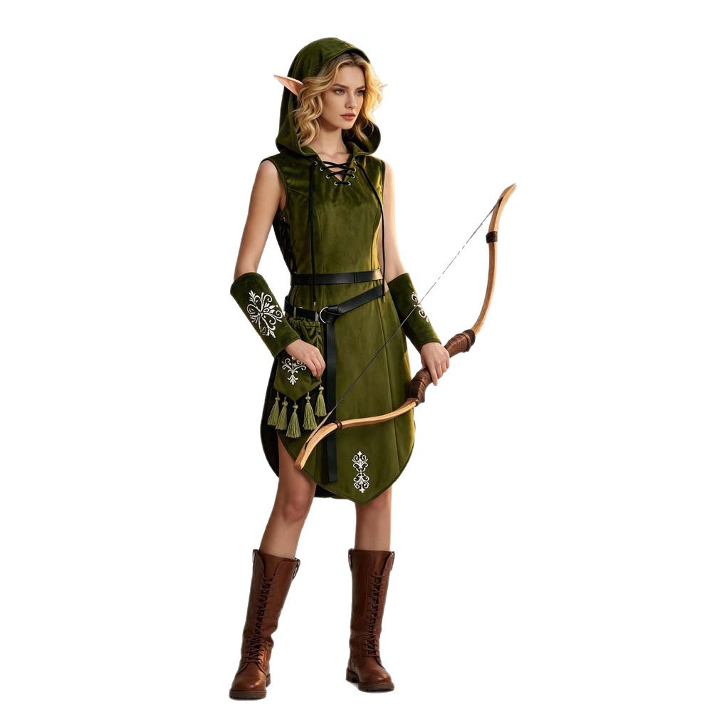 Elf Queen Cosplay Costume for Halloween Role Play, Hobbit Elf Queen Costume