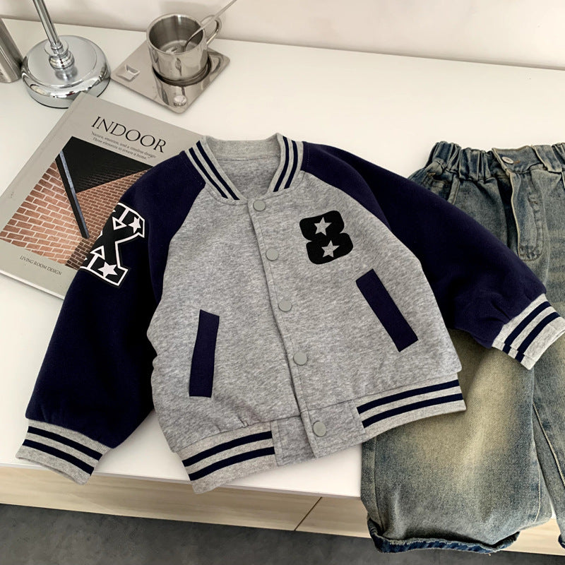 Boys' baseball jacket for spring and autumn wear