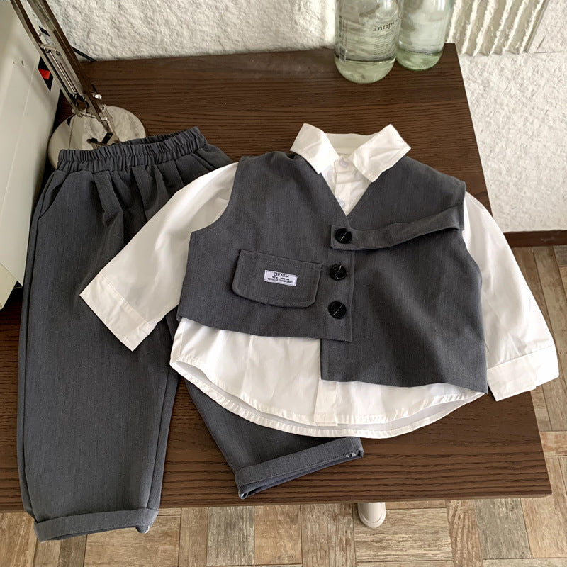 Two piece autumn suit for children and boys