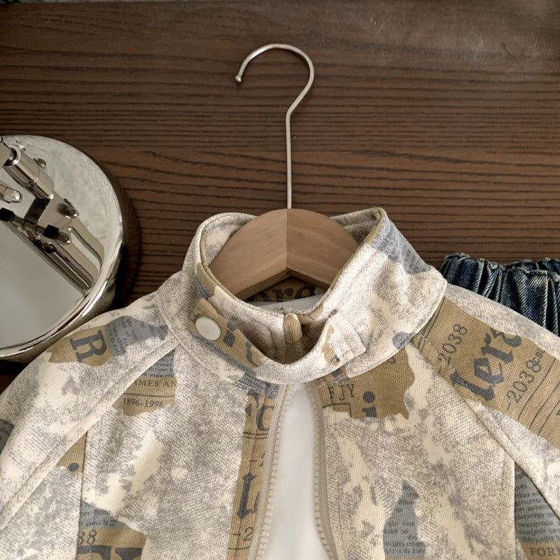 Children's versatile stand up collar cardigan jacket