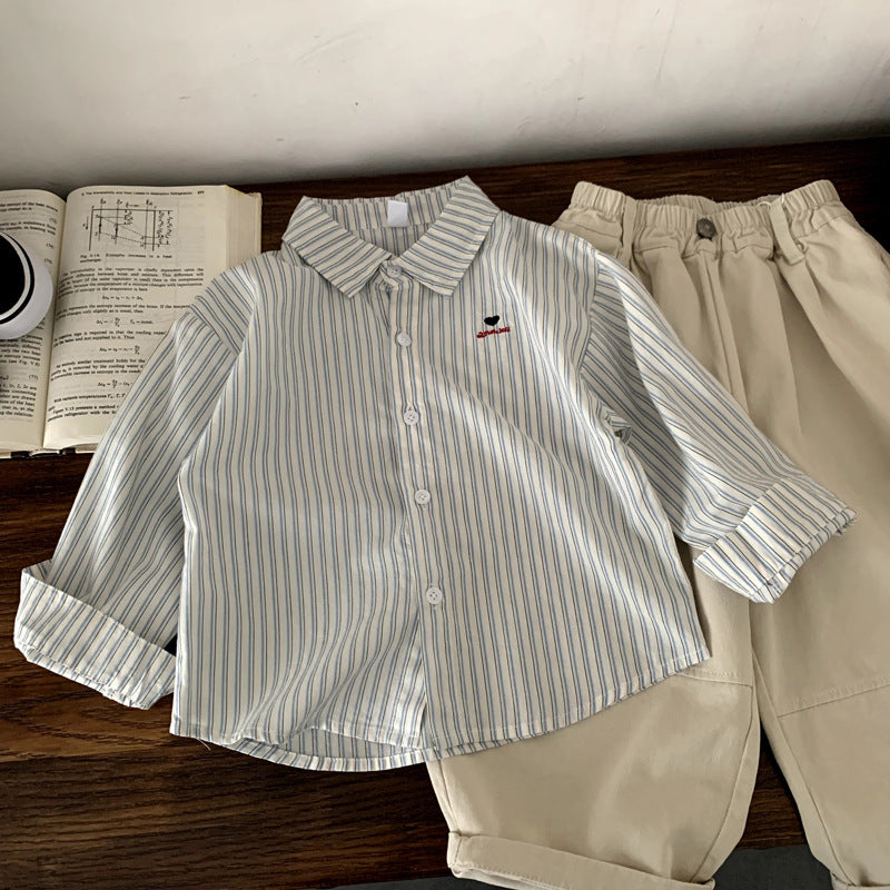 Children's striped shirt versatile top jacket