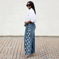 Street Style Side Split Star Print Jeans