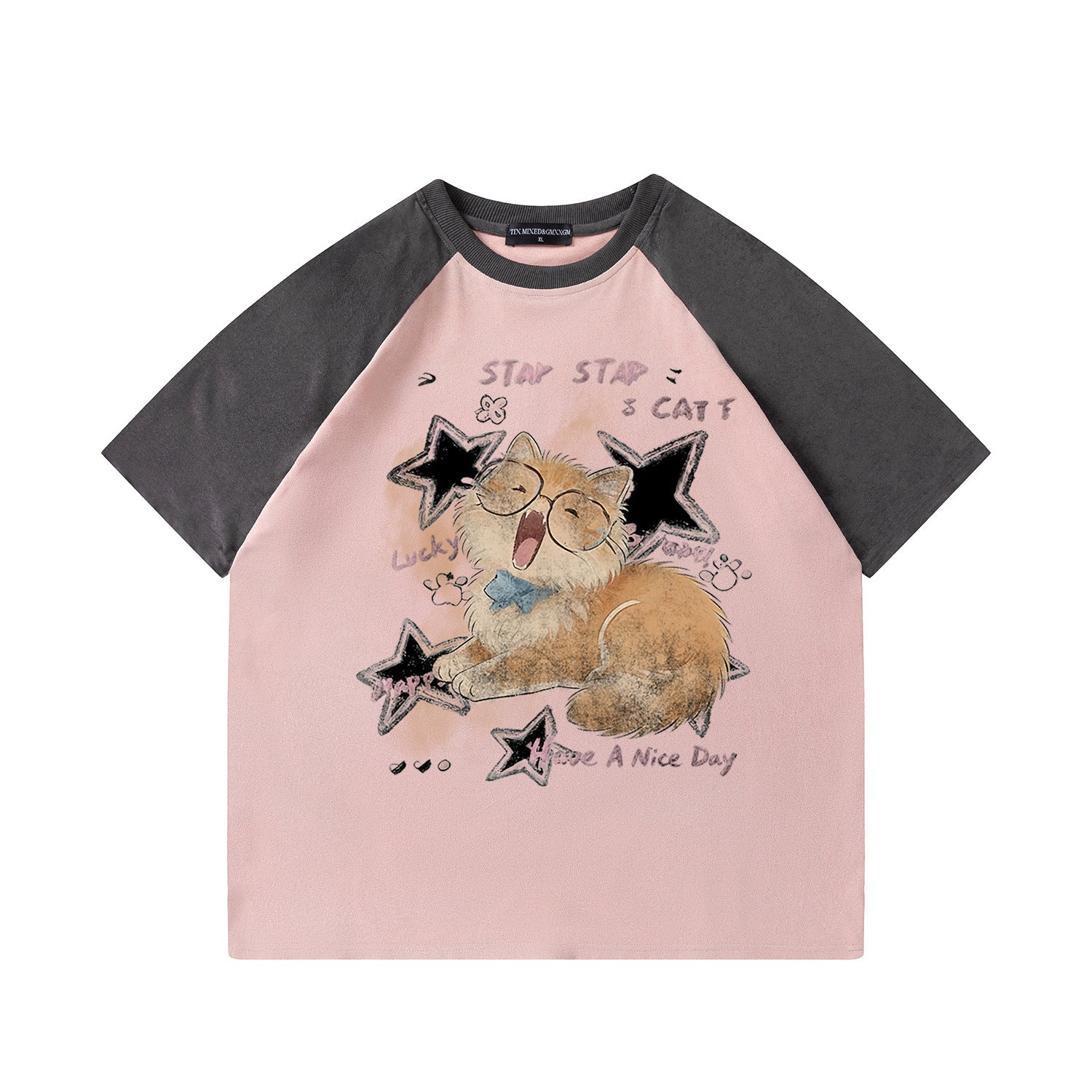 Funny Eyes Orange Cat Short Sleeve