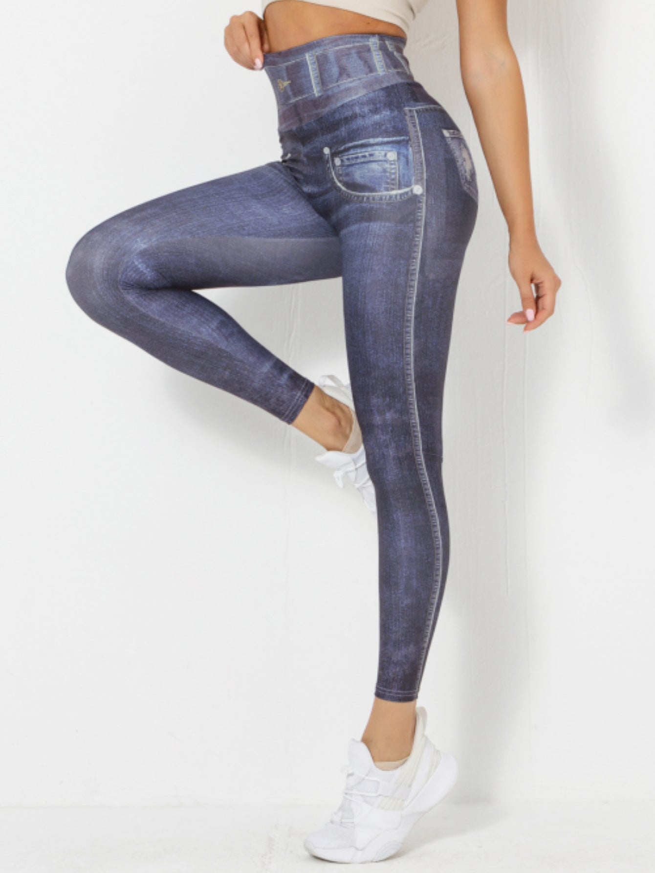 Barbie Denim Peach Yoga Pants Women's Fitness Workout Leggings Slim Bodybuilding Pants