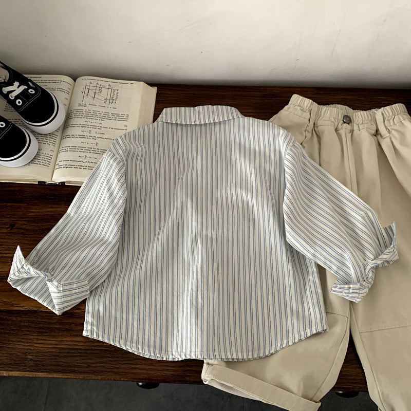Children's striped shirt versatile top jacket