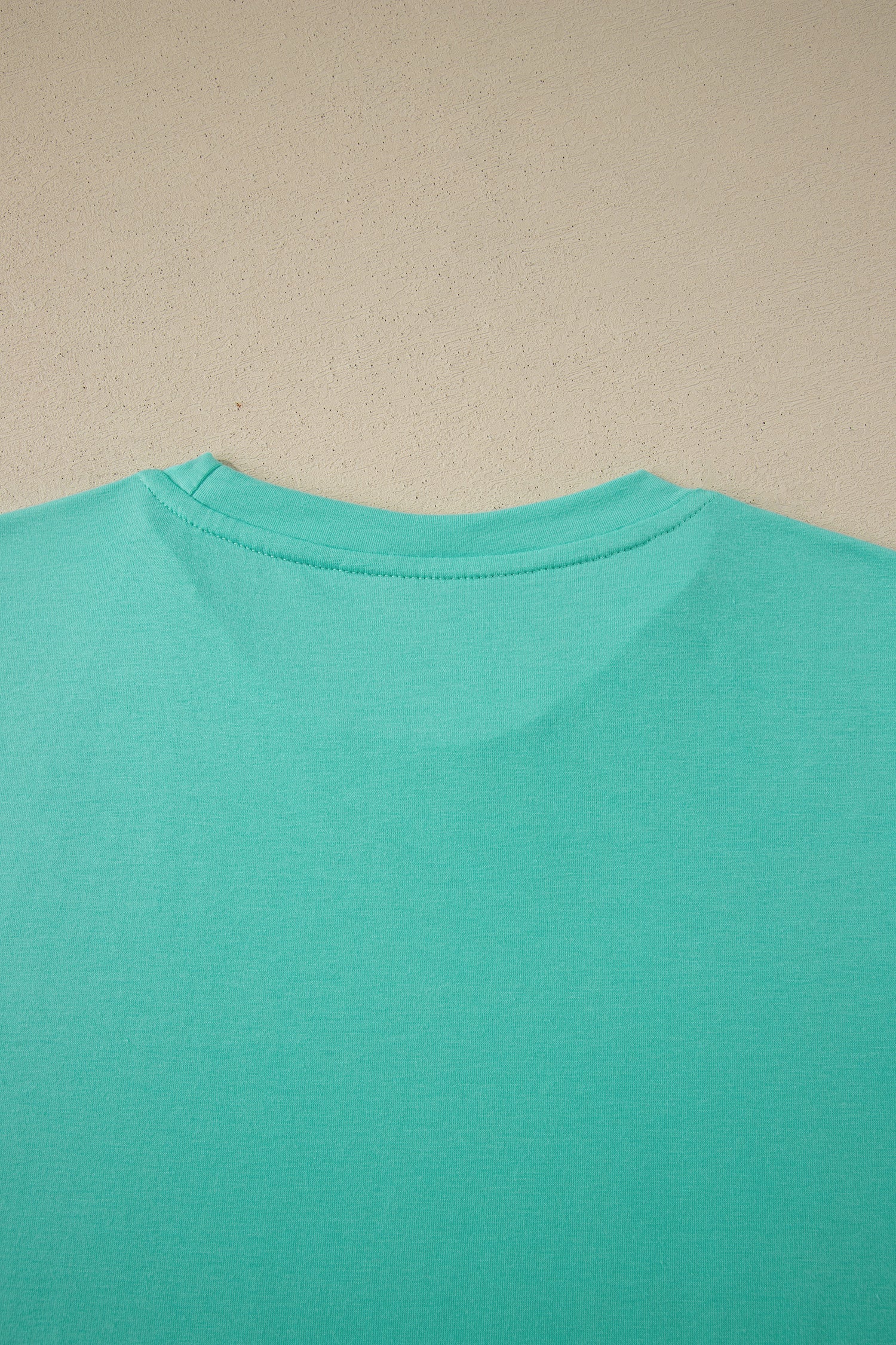 Sachet Pink Solid Color Basic Crew Neck Plain Tee