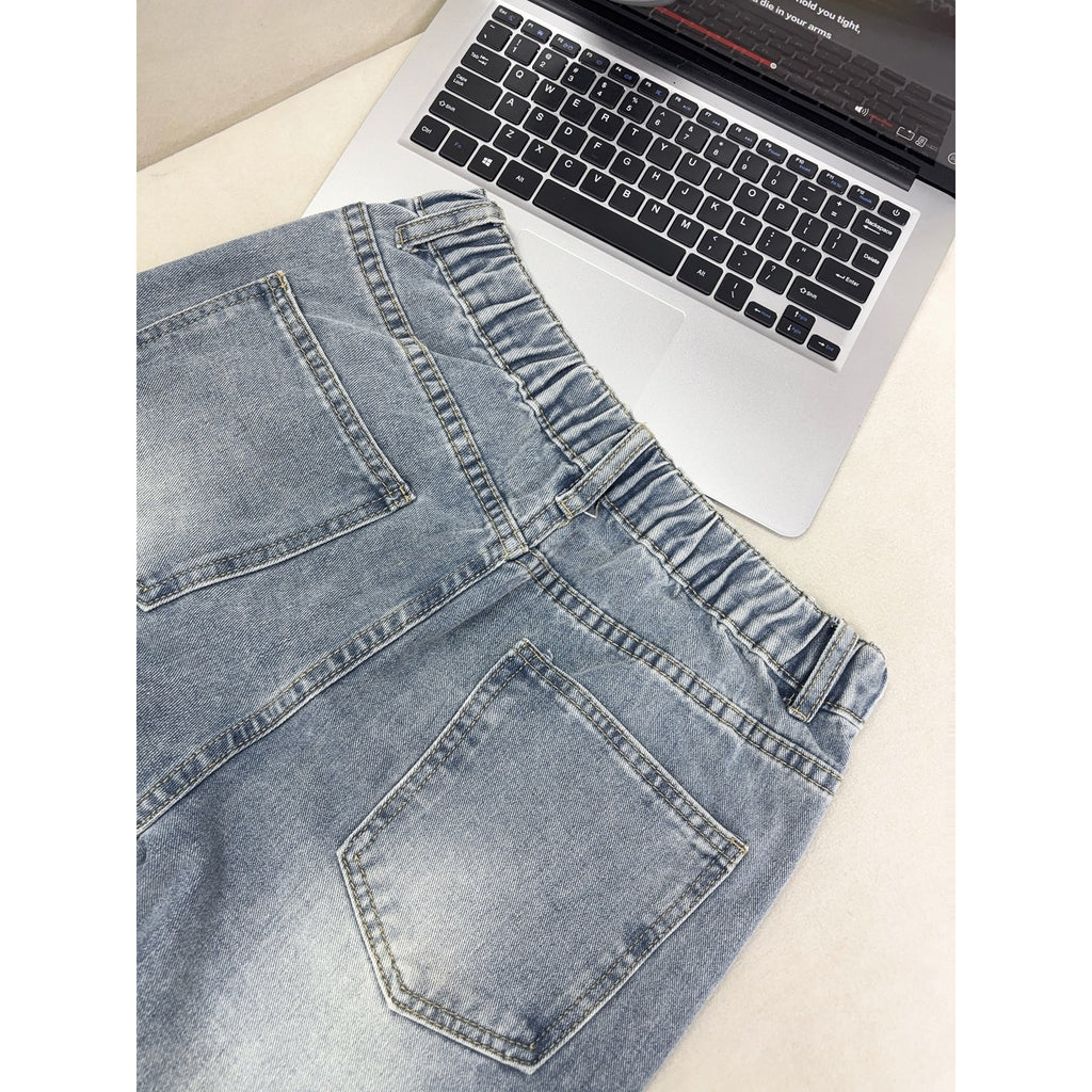 Ripped Design Wide Leg Denim Pants Men