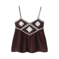 French style spicy girl embroidered camisole top