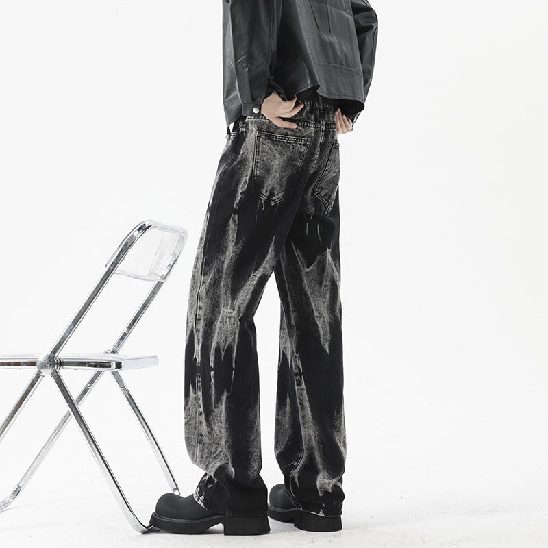 Vibe Style Gradient Black Denim Pants Men