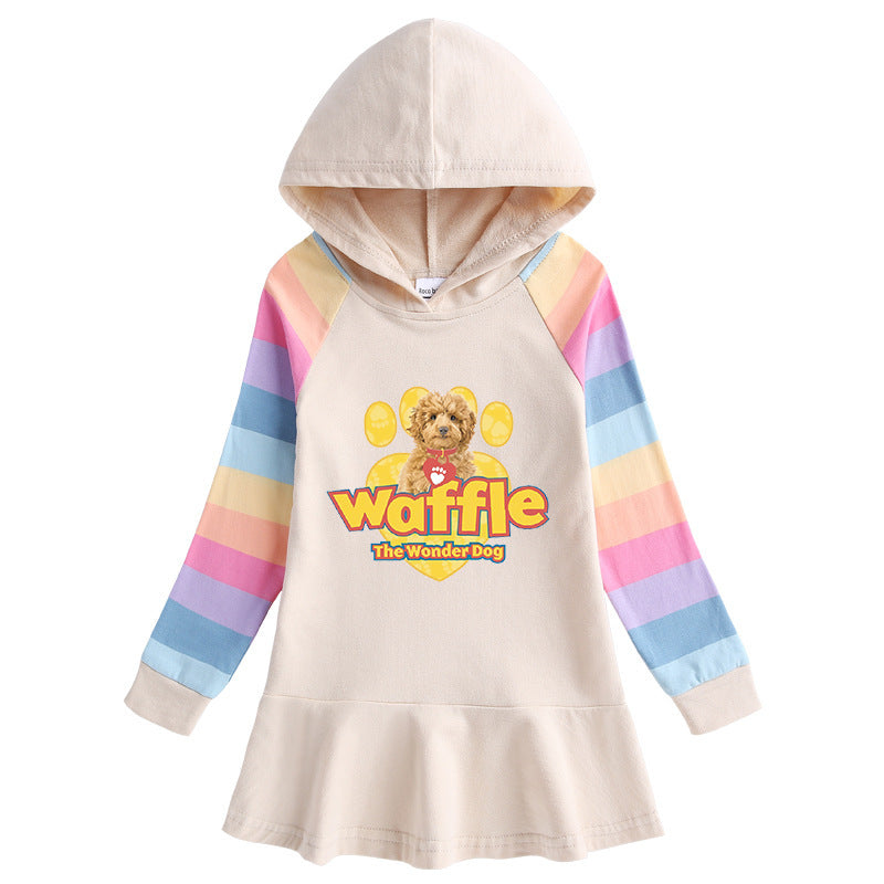 Cotton Cartoon Rainbow Girls' Dress