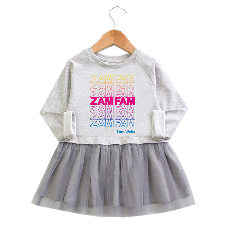 Girl's cartoon long sleeved dress