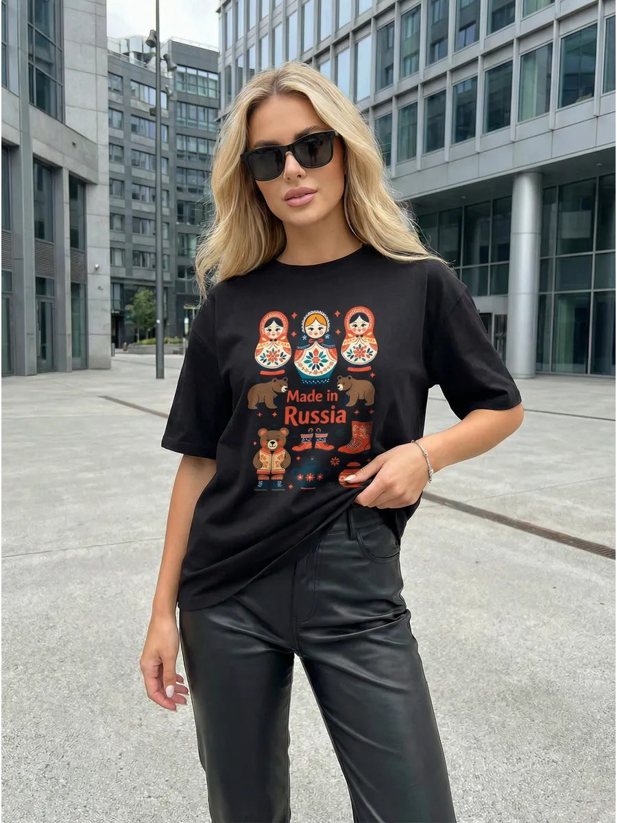 Round neck short sleeved loose top