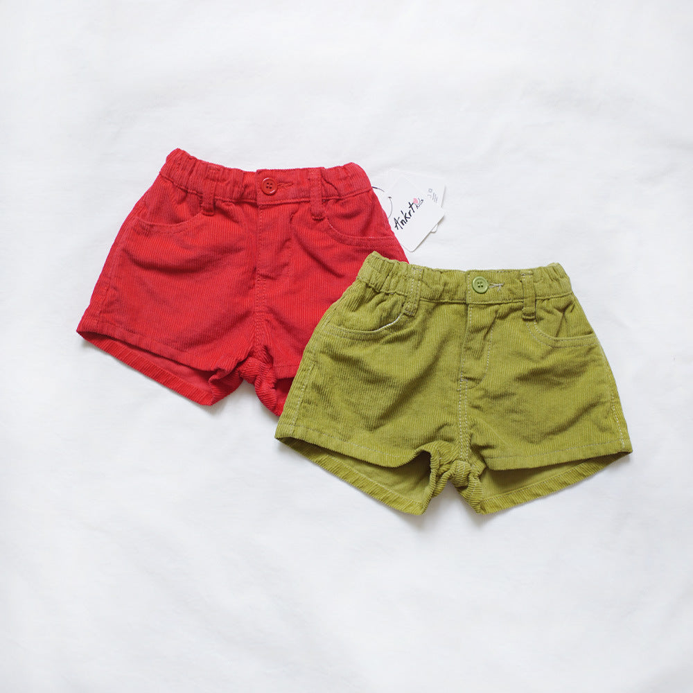 Corduroy Shorts for Girls, Stylish Hot Pants for Kids, Casual Pants for Boys
