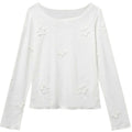 White Semi-Transparent Lightweight Long Sleeve Cover-Up T-Shirt for Women