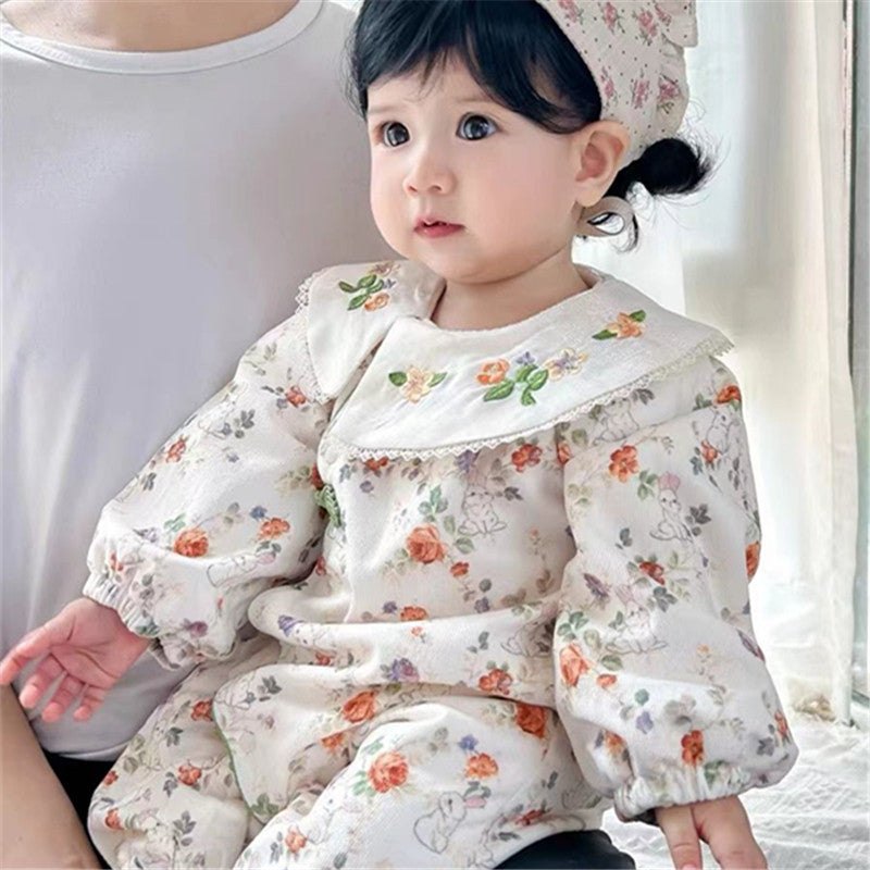 Girl Baby Birthday Dress Fleece-Lined Warm Cute