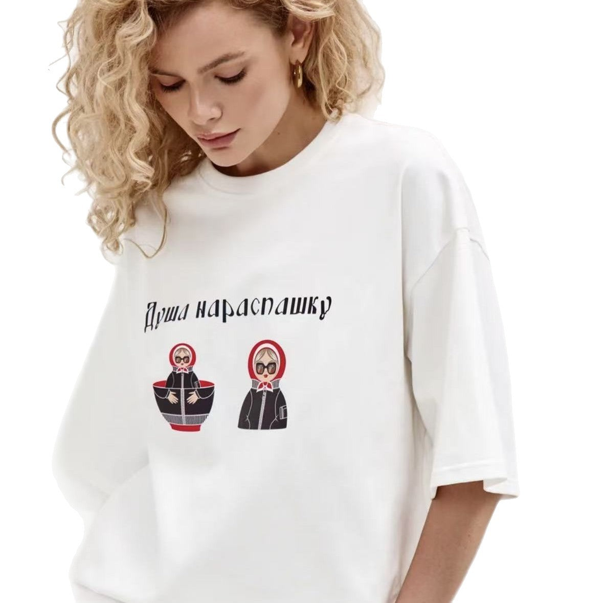 Anime printed loose T-shirt top