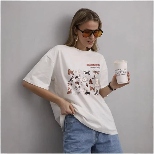 Animal print loose T-shirt top