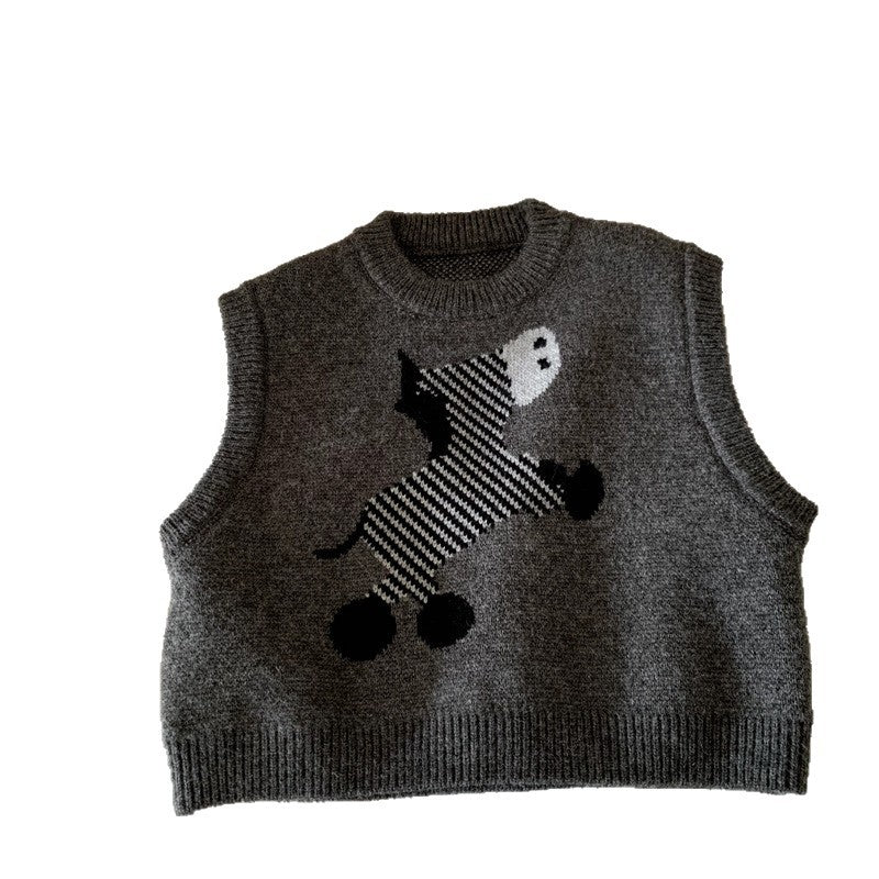 Boys' vest children's knitted vest spring and autumn