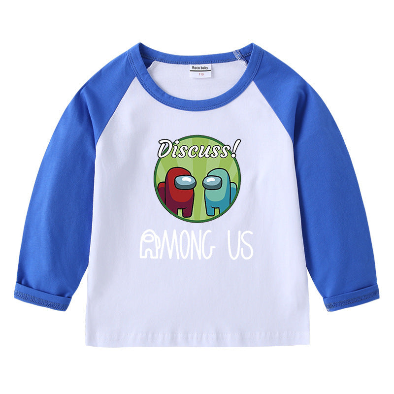 Children's T-shirt round neck cartoon long sleeved top