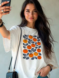 Orange printed short sleeved T-shirt top