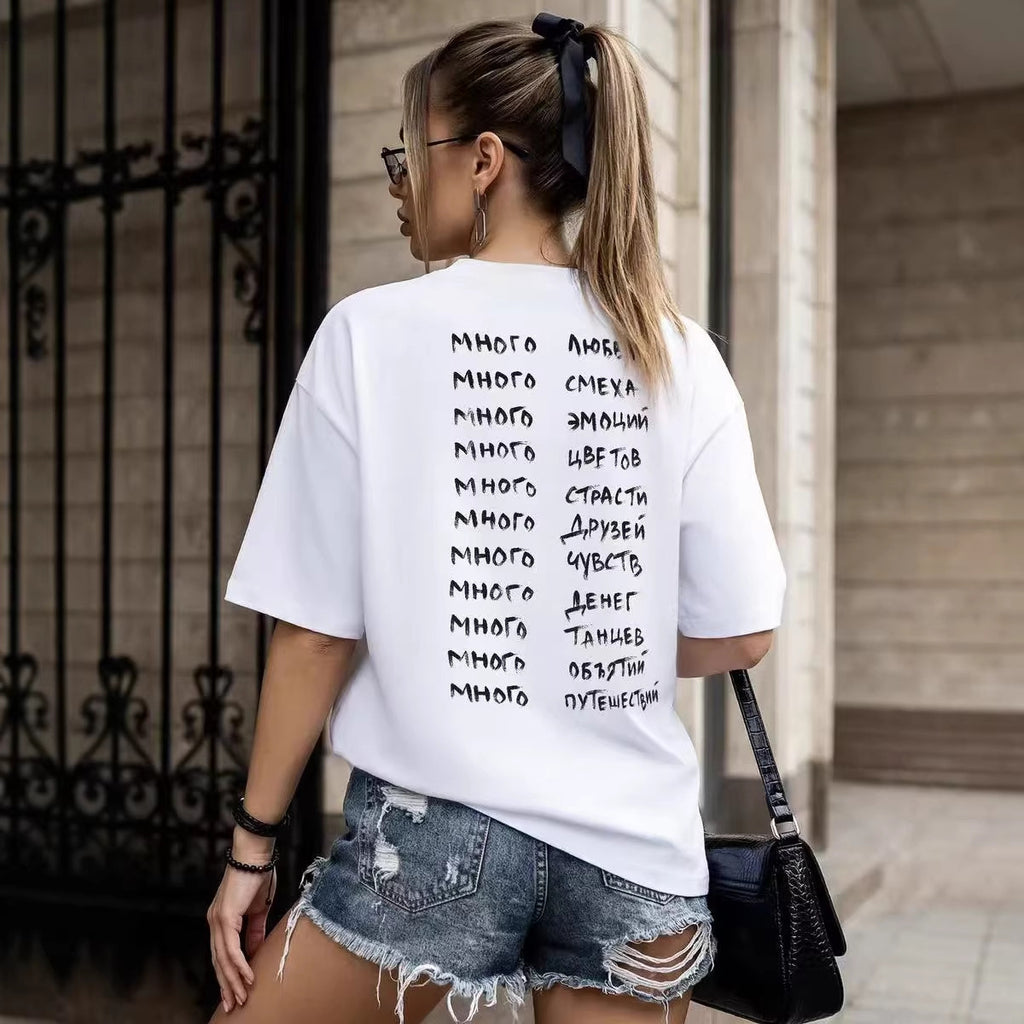 Round neck loose short sleeved top