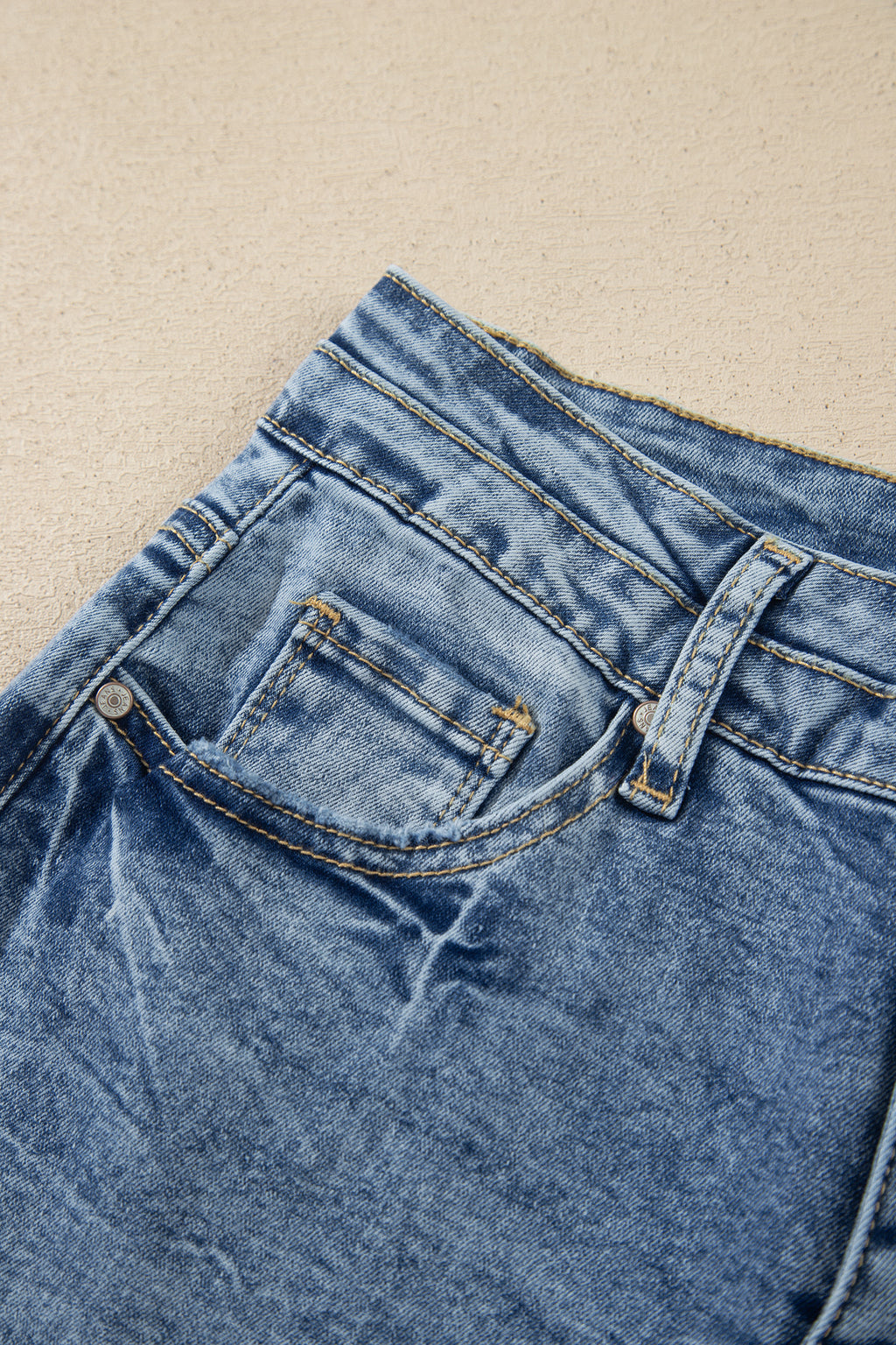 Sail Blue Acid Wash Pocket Detail Flare Jeans