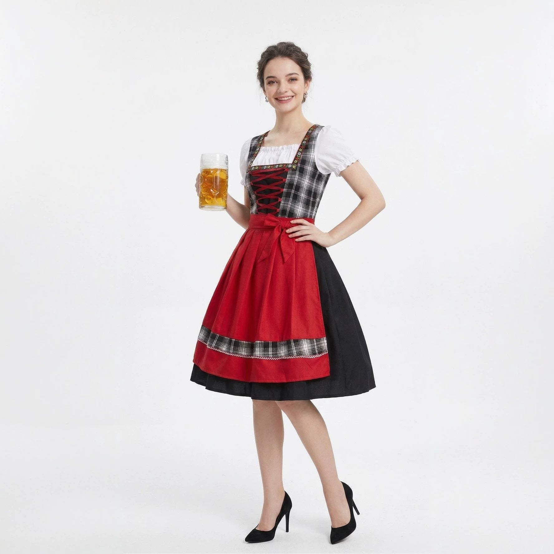 German Bavarian Traditional Dirndl Dress Beer Festival Maid Costume Cosplay Stage Performance Outfit
