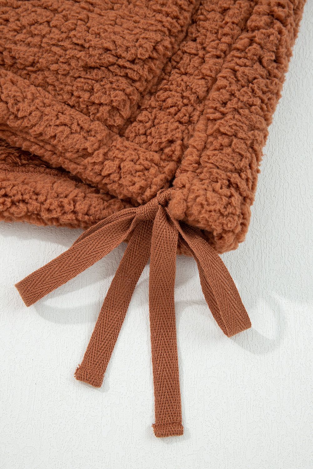 Cinnamon Faux Fur Snap Button Front Knot Side Plush Vest