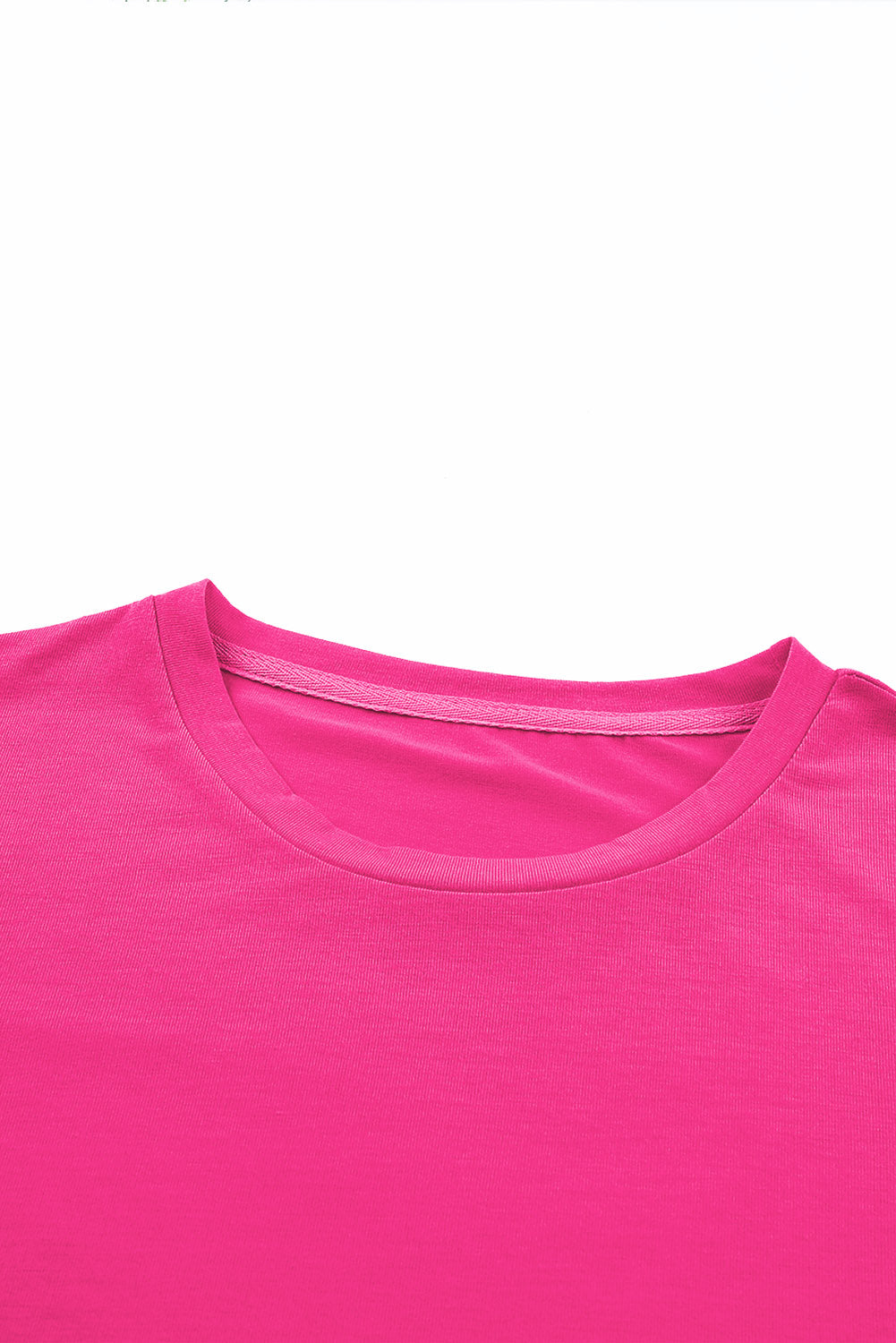Sachet Pink Solid Color Basic Crew Neck Plain Tee